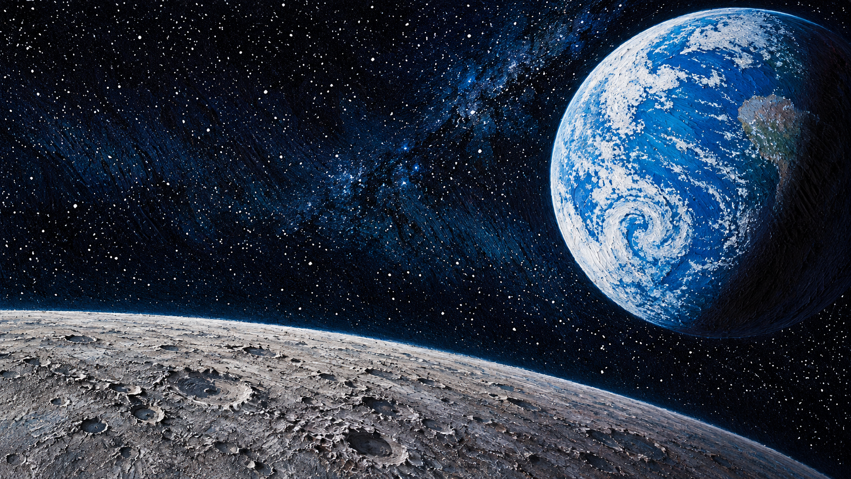 Earth and the lunar horizon in artwork from the upper Astrascape homepage.